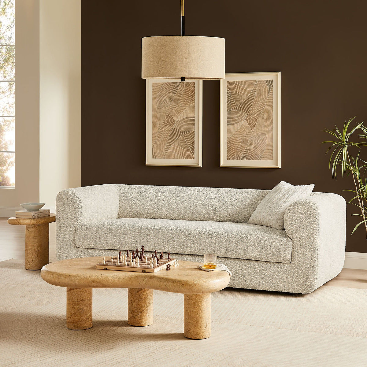 Leif 89" Boucle Upholstered Sofa - Pearl
