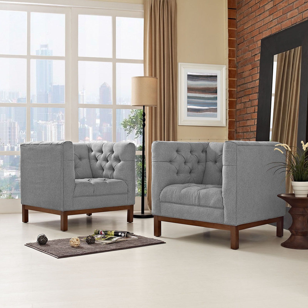 Panache Living Room Set Upholstered Fabric Set of 2 - Expectation Gray