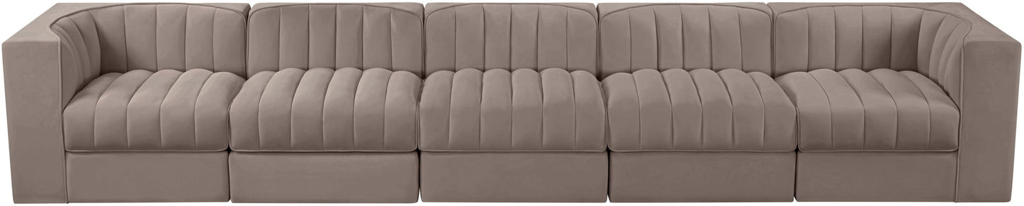 Rummi - Velvet Performance Fabric Upholstered 5 Piece Modular Sofa