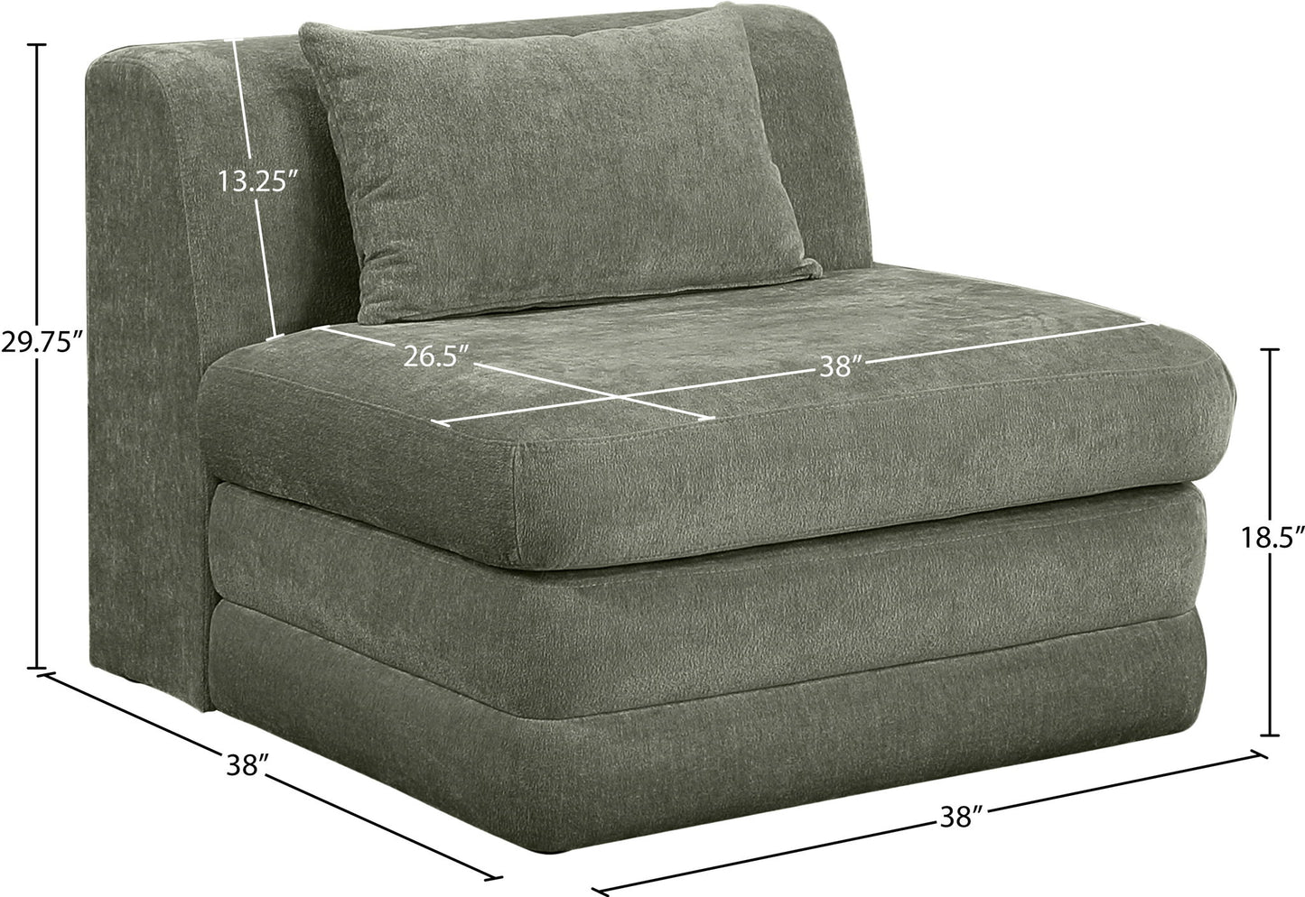 Stellar - Chenille Fabric Upholstered Modular Armless Chair