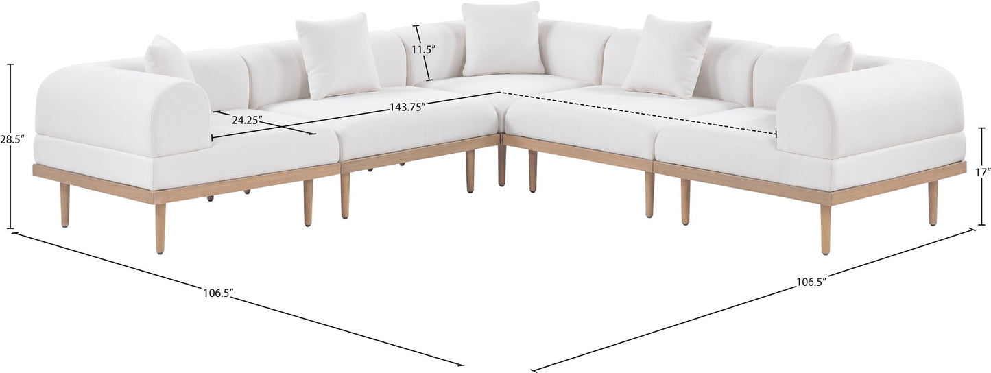 Laguna - 5 Piece 106.5" Upholstered Outdoor Patio Modular Sectional