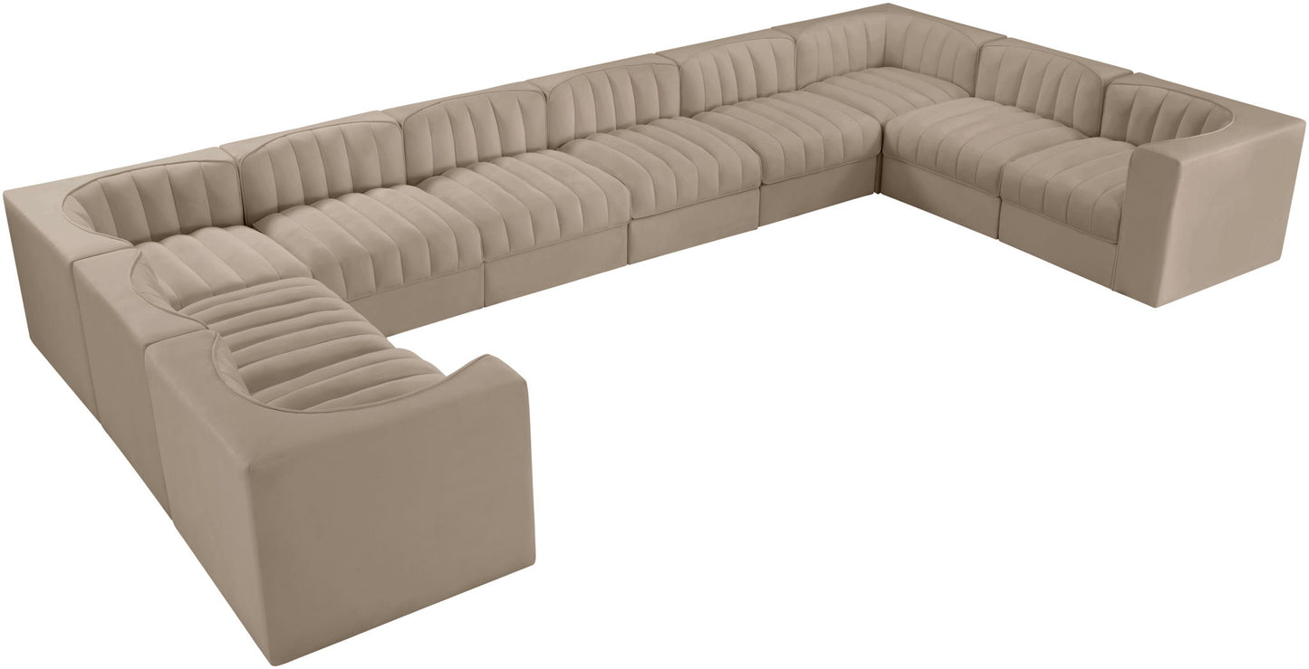 Rummi - Velvet Performance Fabric Upholstered 10 Piece Modular Sectional