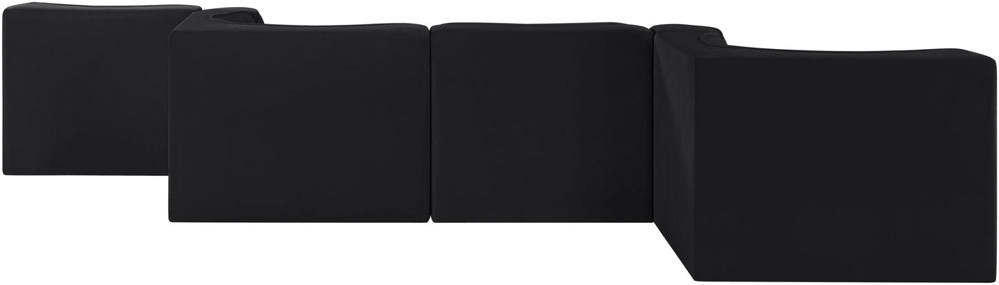 Rummi - Rounded Velvet Performance Fabric Upholstered 6 Piece Modular Sectional