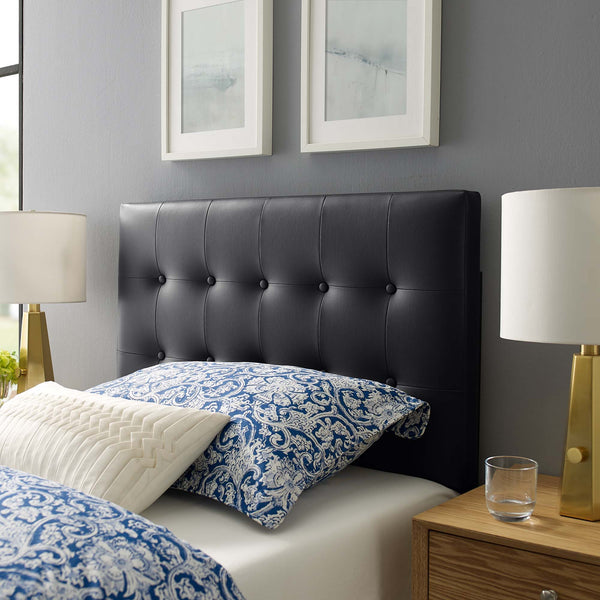 Emily Upholstered Vinyl Headboard - Twin, Black