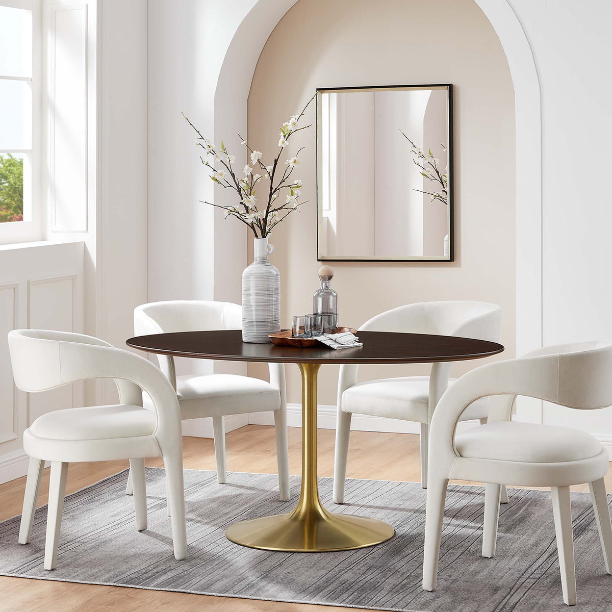 Lippa Oval Wood Dining Table - 60", Gold Cherry Walnut