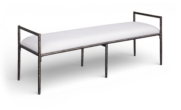 Axis - Linen Textured Cream Fabric Upholstered Bench
