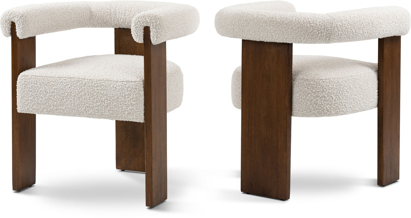 Barrel - Dining Chair - Dark Brown / Cream
