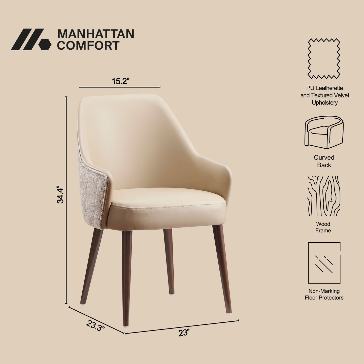 Manhattan Solace - Wood Upholstered Dining Armchair