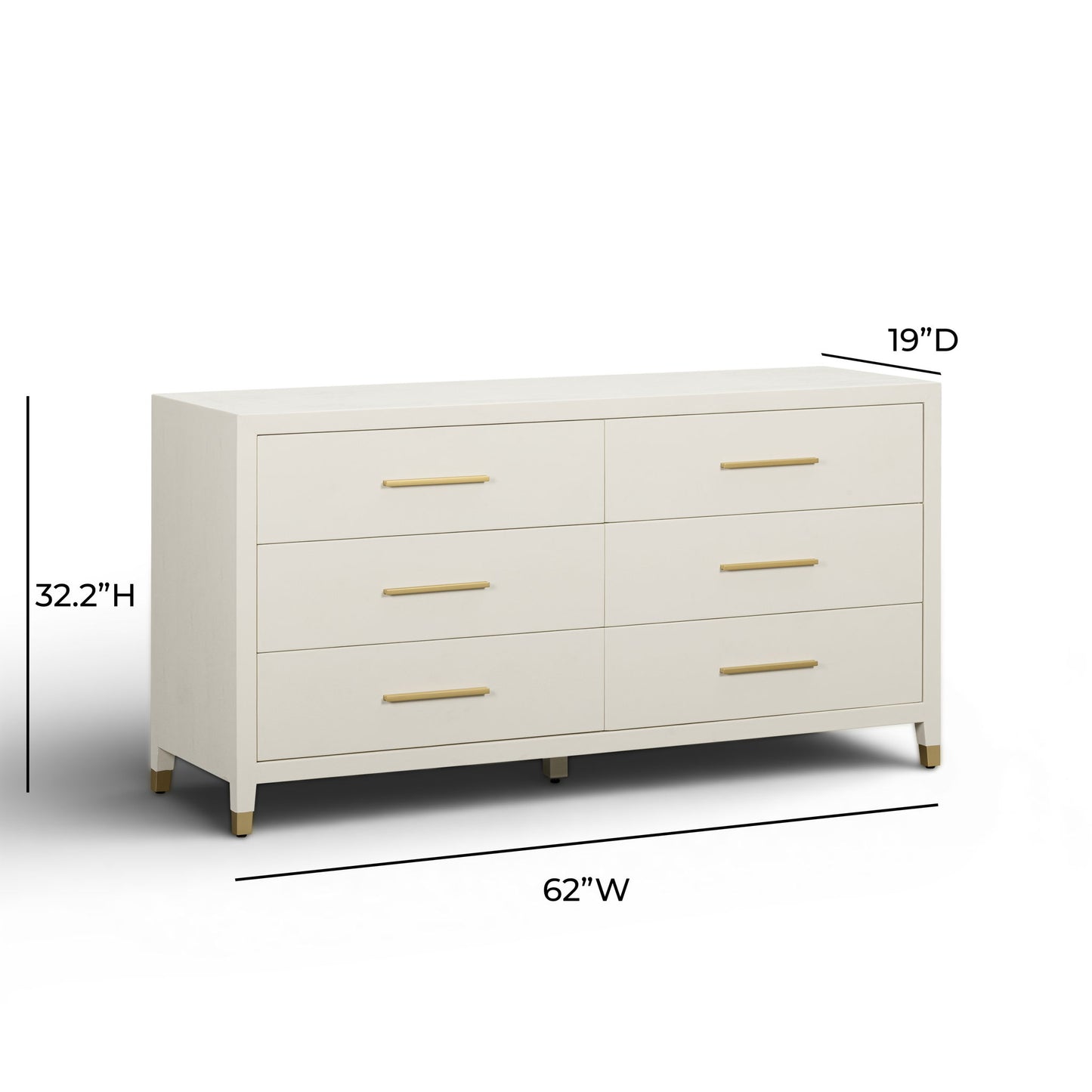 Dani - Faux Shagreen 6-Drawer Dresser - Cream