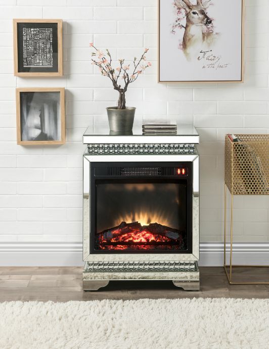 Lotus - Fireplace - Mirrored & Faux Ice Cube Crystals