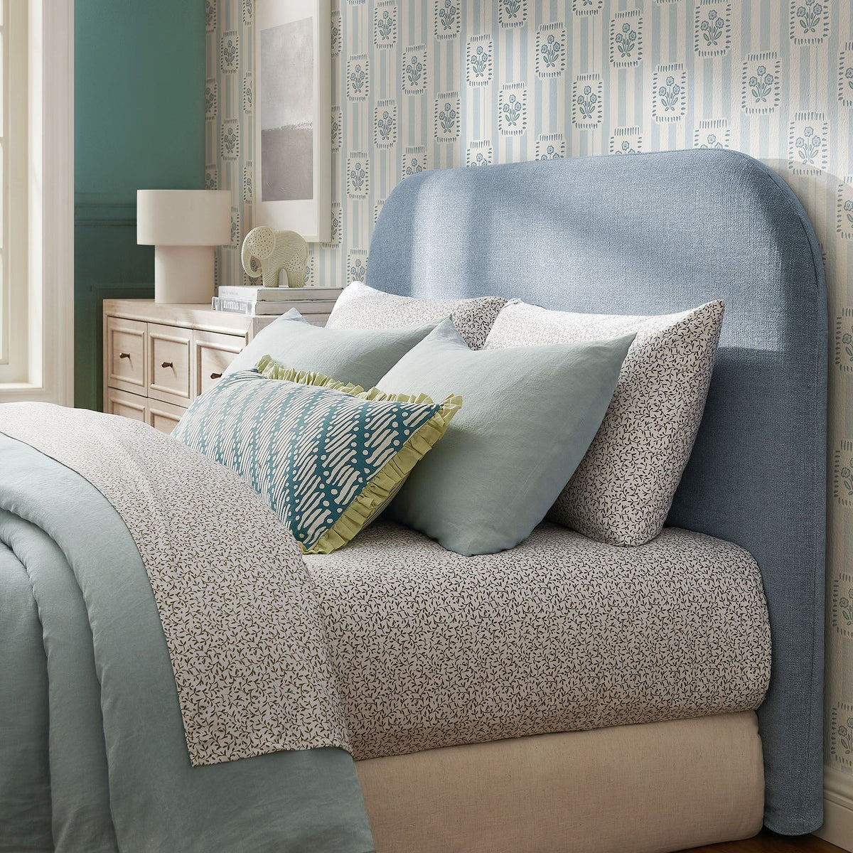 Keynote Full Size Upholstered Fabric Headboard - Sky