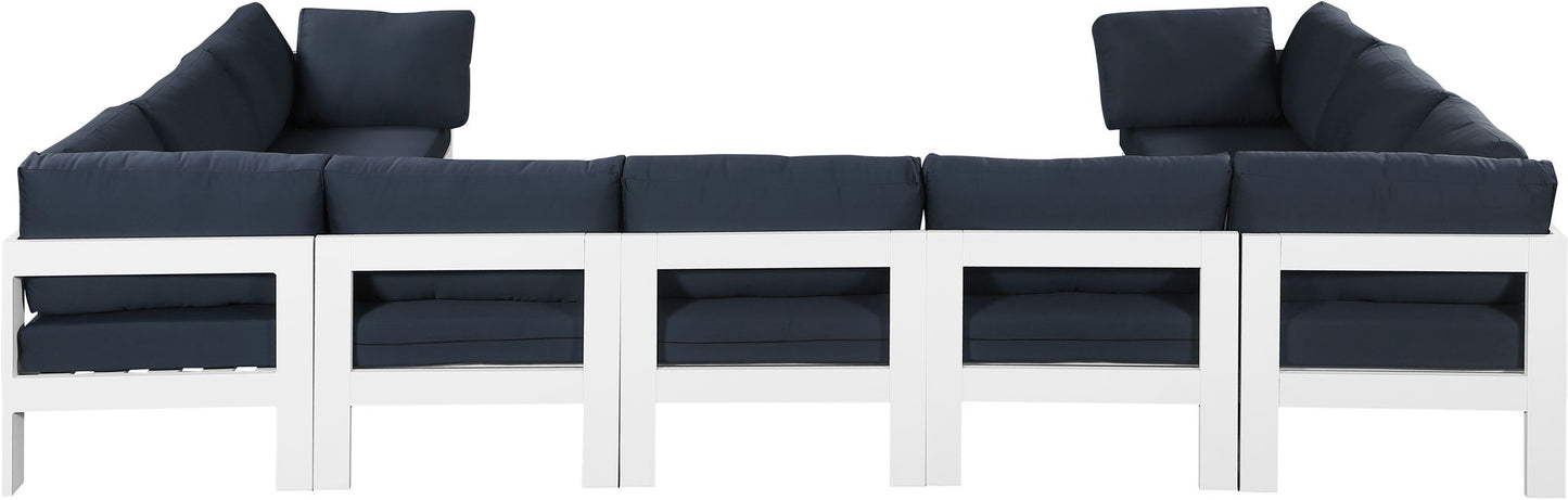 Nizuc - Outdoor Patio 9 Piece Modular Sectional With White Frame