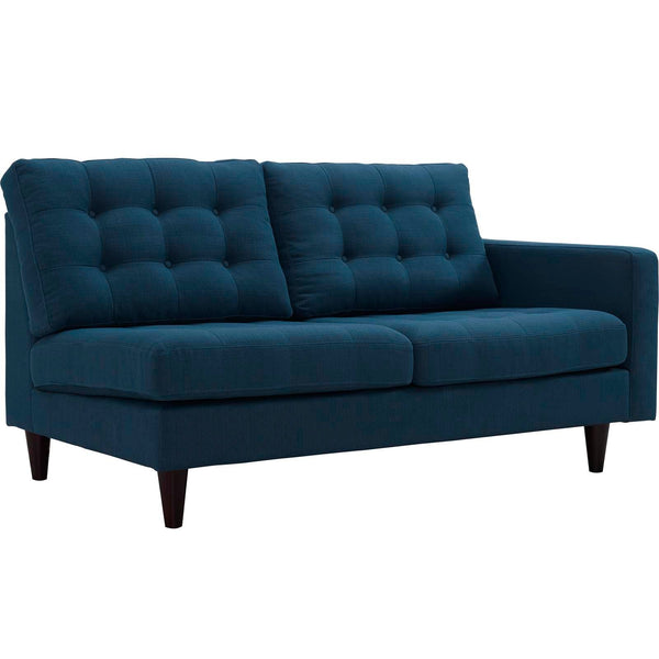 Empress Right-Facing Upholstered Fabric Loveseat - Azure
