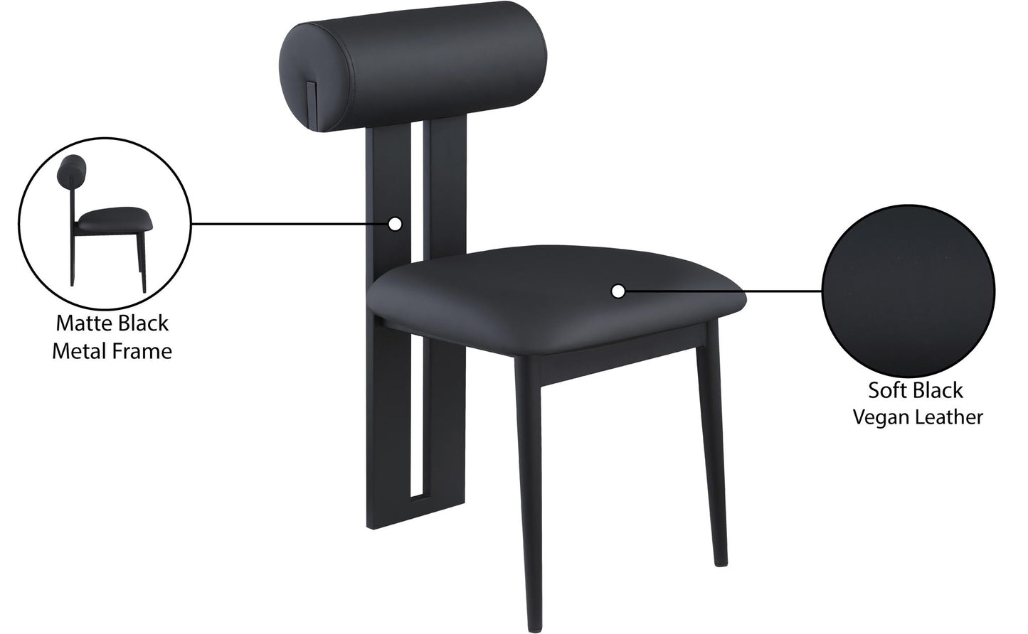 Dario - Faux Leather Dining Chair With Black Frame (Set of 2)
