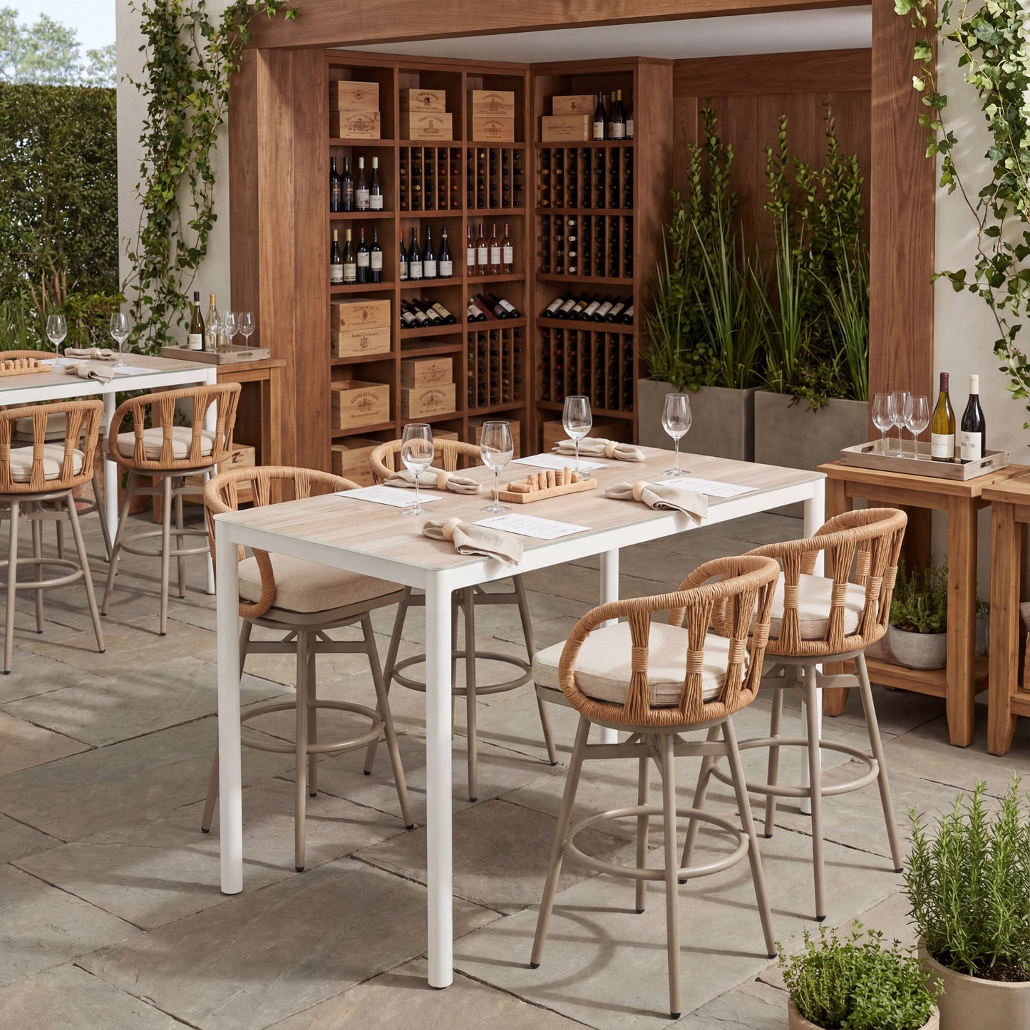 Safal - Outdoor Swivel Barstool - Multicolor