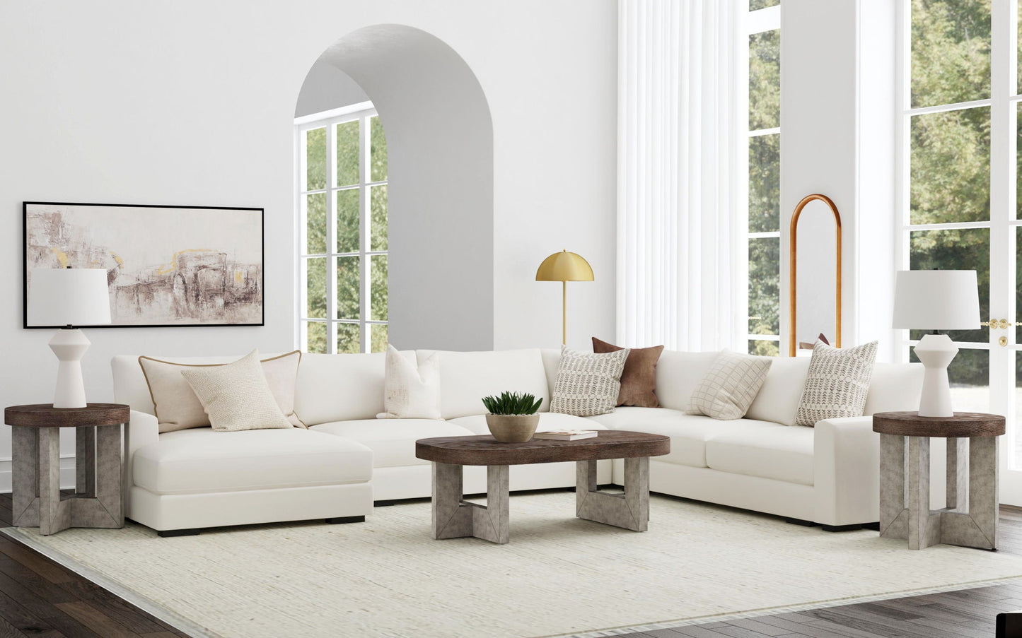 Loraine - Floor Lamp - White / Brass