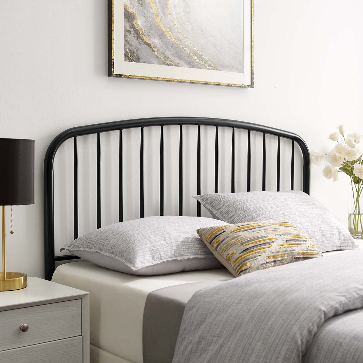 Nova Metal Headboard - Queen, Black