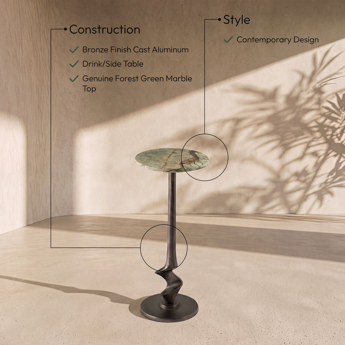 Oxira - Aluminum End / Side Table