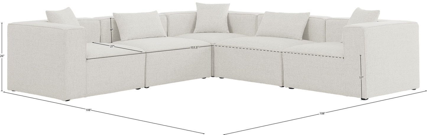 Cube - Linen 5 Piece Modular Corner Sectional