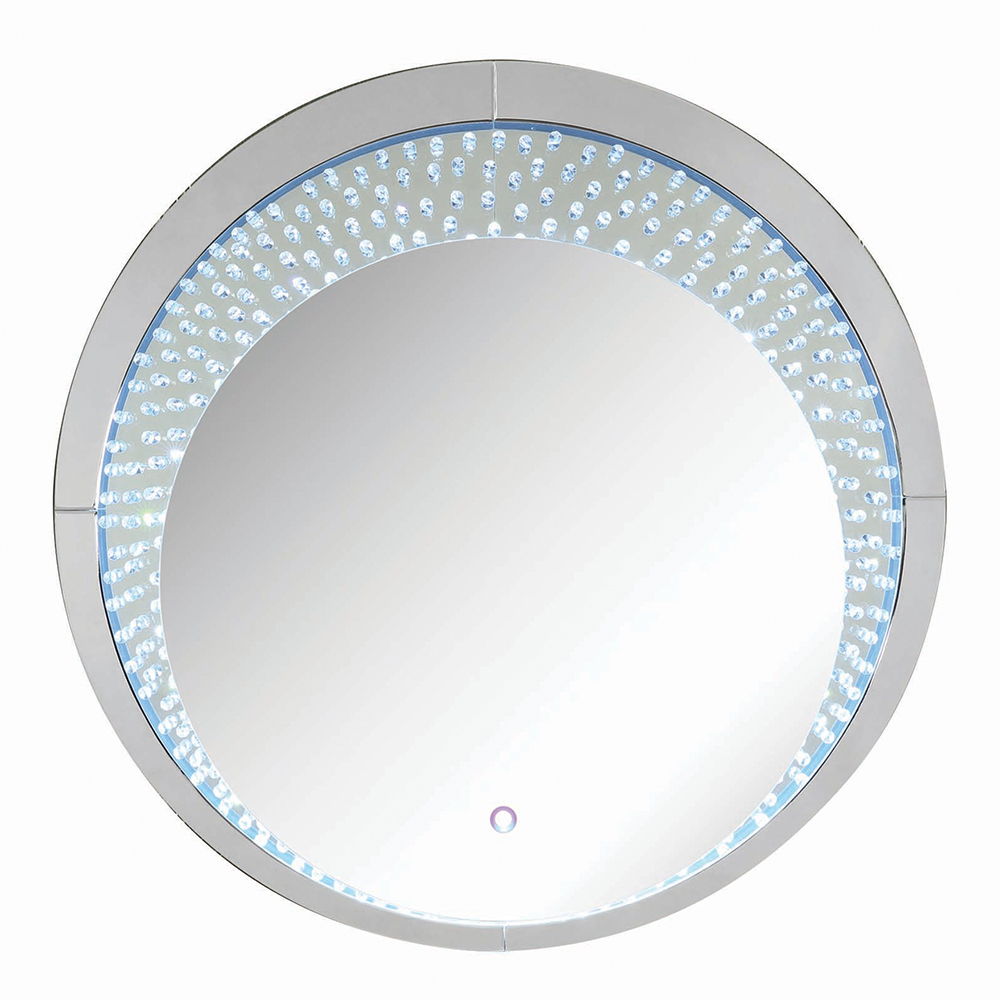 Nysa - 39" Accent Mirror With LED - Mirrored & Faux Crystals