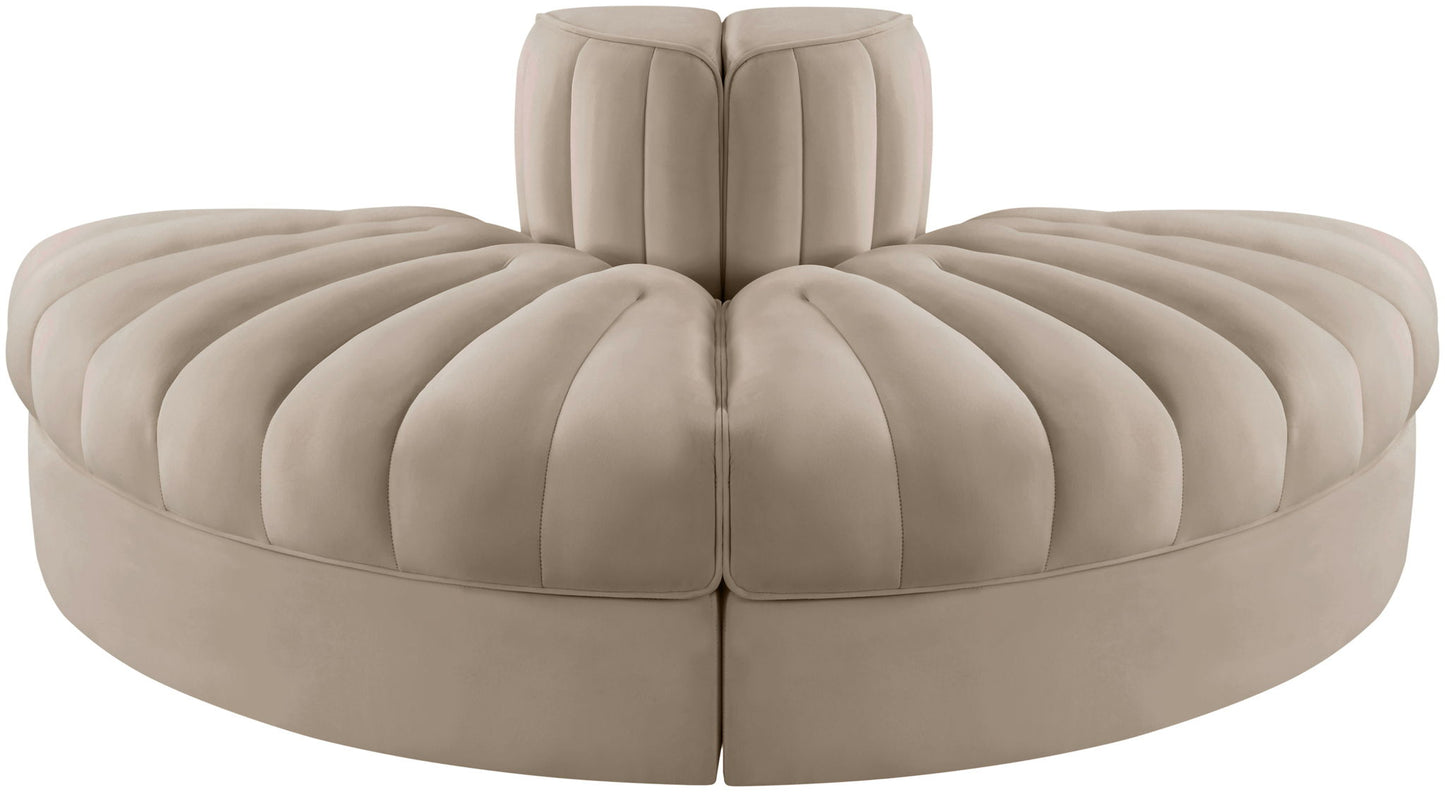 Rummi - Velvet Performance Fabric Upholstered 2 Piece  Rounded Modular Loveseat