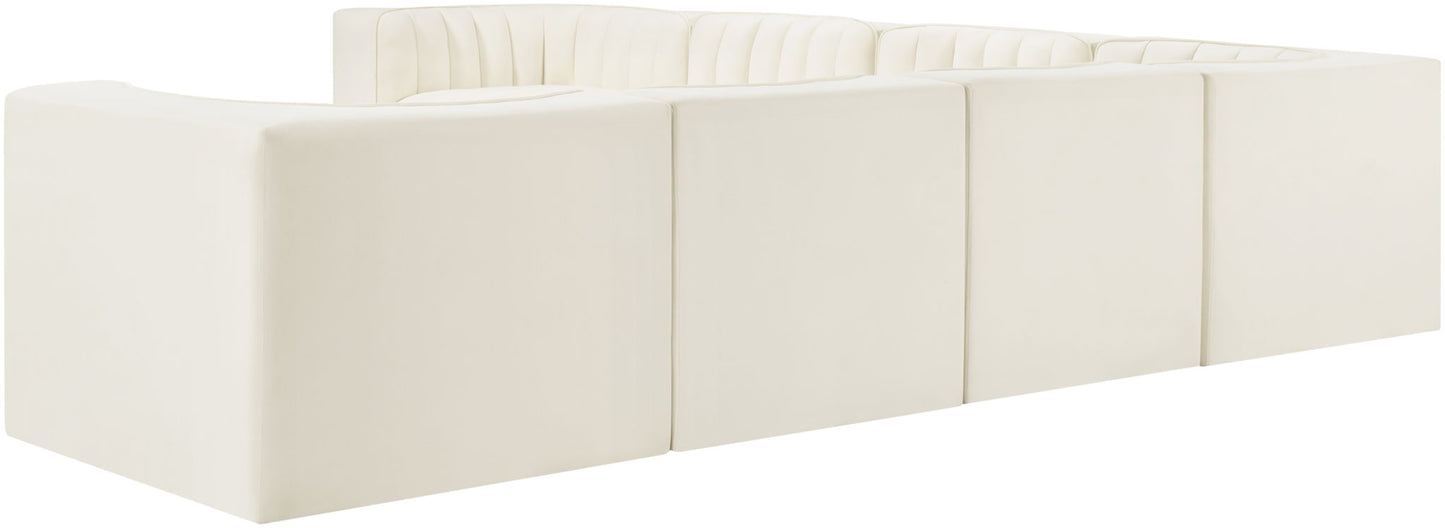 Rummi - Symmetrical Velvet Performance Fabric Upholstered 7 Piece Modular Sectional (With 3 Corner Chairs)