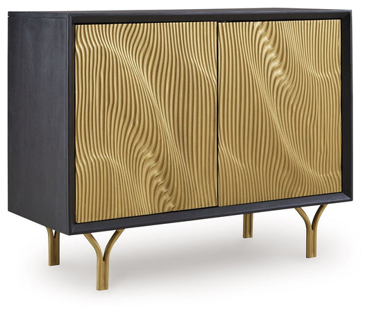 Tayner - Accent Cabinet - Black / Gold Finish