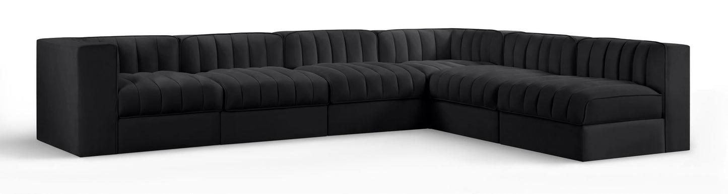 Rummi - Velvet Performance Fabric Upholstered 6 Piece Modular Sectional