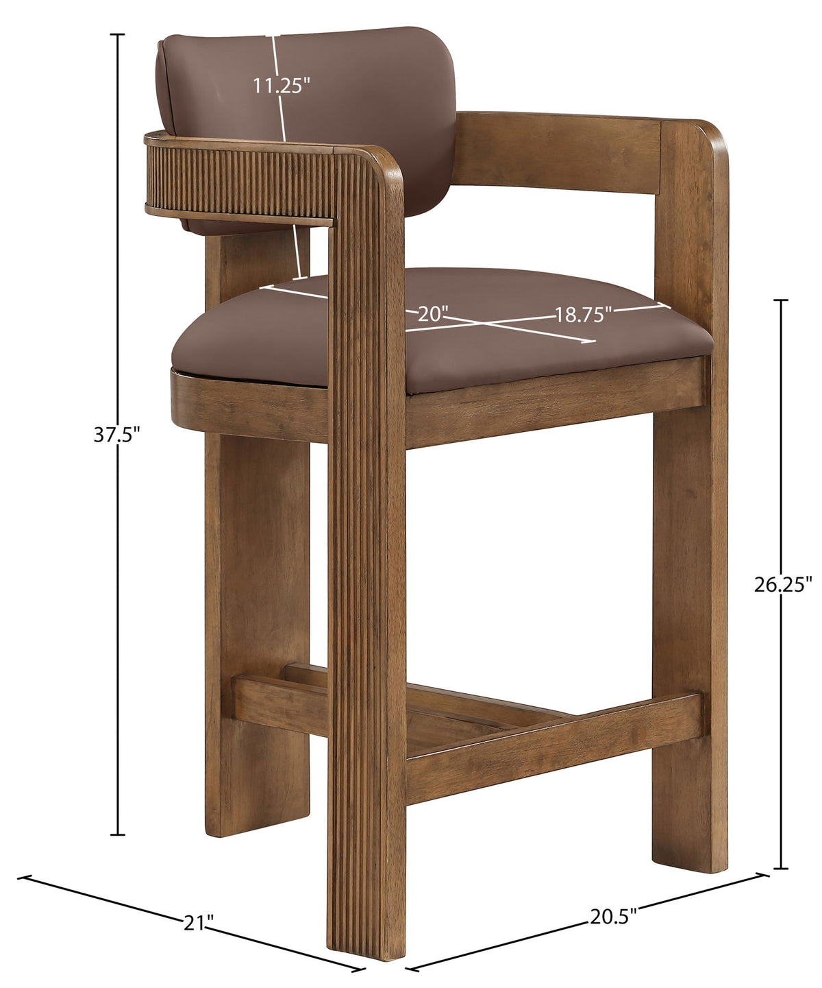 Sacha - Vegan Leather Upholstered Counter Stool With Brown Base