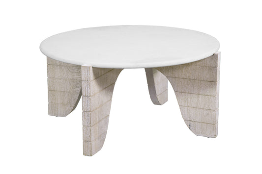 Bali - Round Cocktail Table - White Wash / Faux Plaster