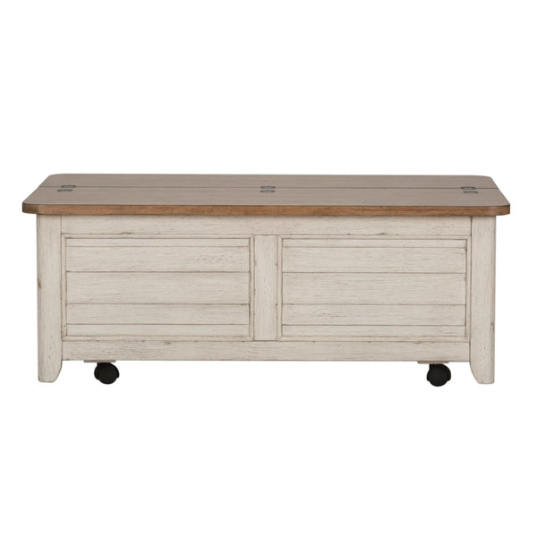 Farmhouse Reimagined - Storage Trunk - Antique White / Chestnut Tops