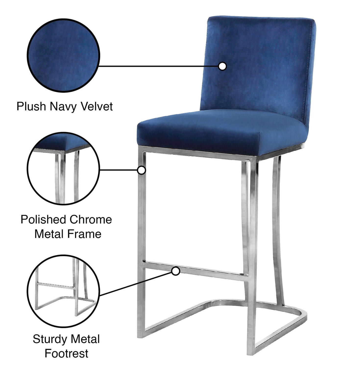 Heidi - Stool with Chrome Legs