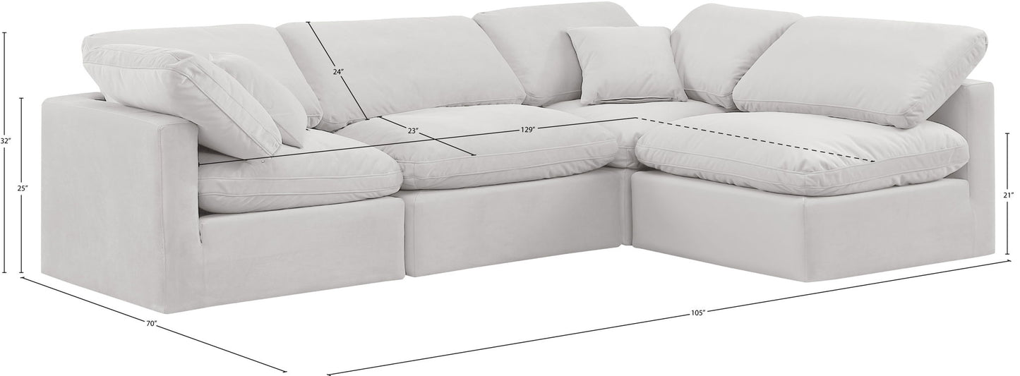 Indulge - Velvet 4 Piece Modular Sectional