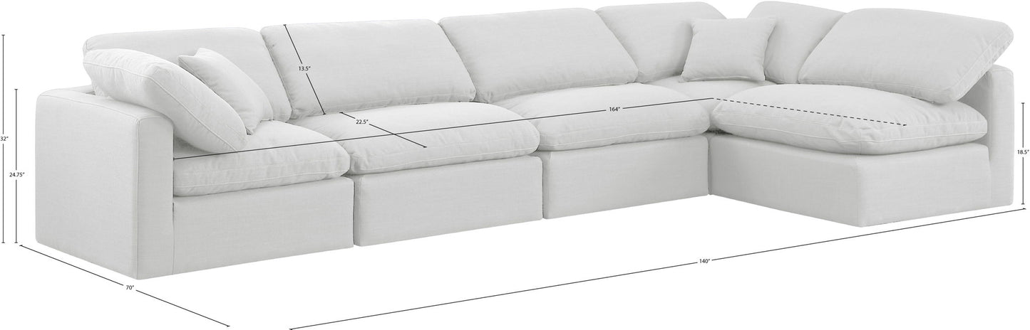 Indulge - Linen 5 Piece Modular Sectional - White