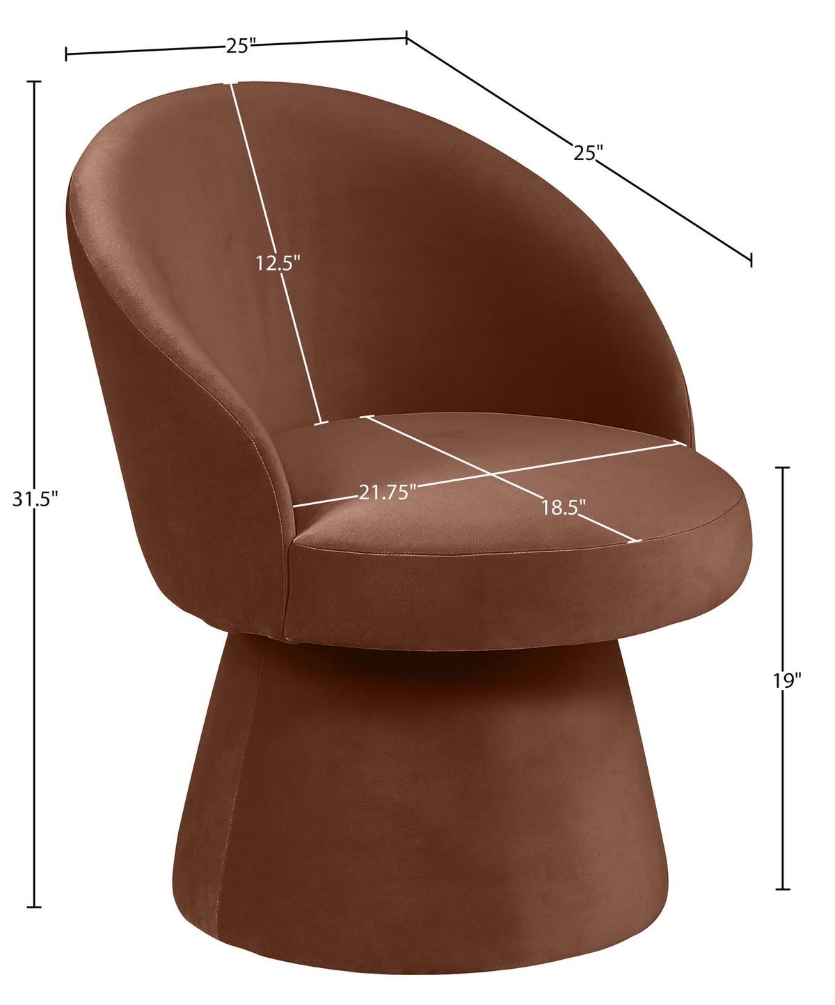 Selene - Velvet Performance Fabric Upholstered Swivel Dining Chair - Cognac