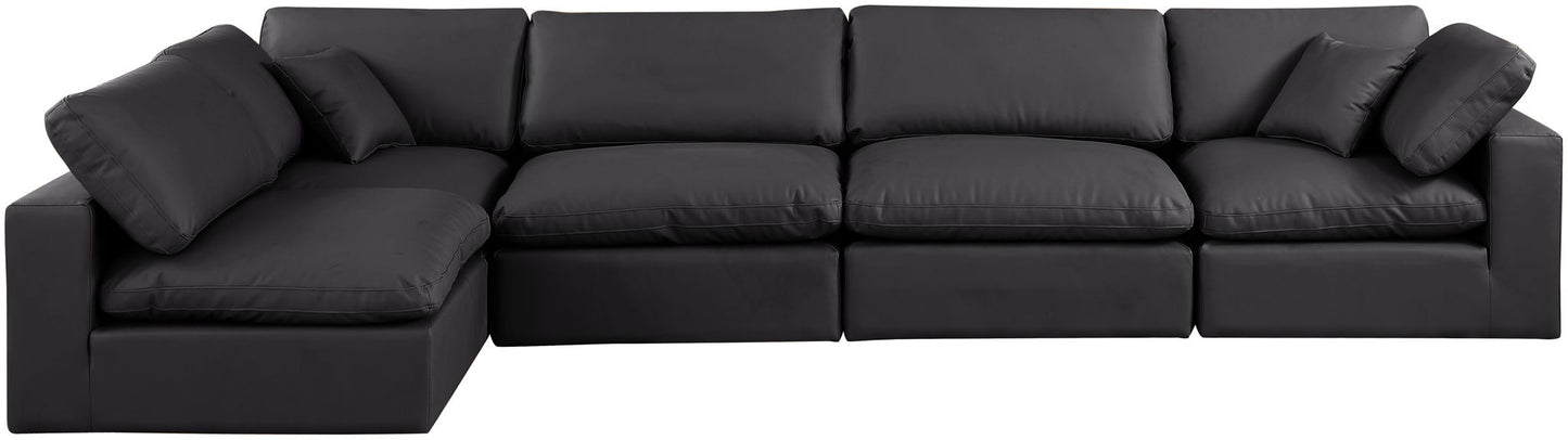 Comfy - 5 Piece Faux Leather Modular Sectional