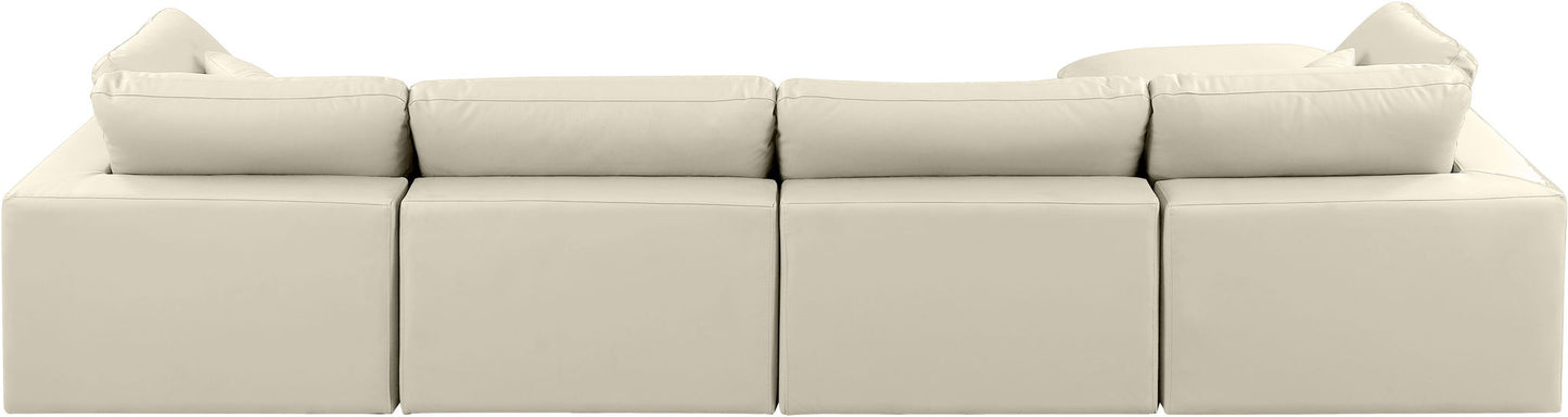 Comfy - 5 Piece Faux Leather Modular Sectional With Chaise