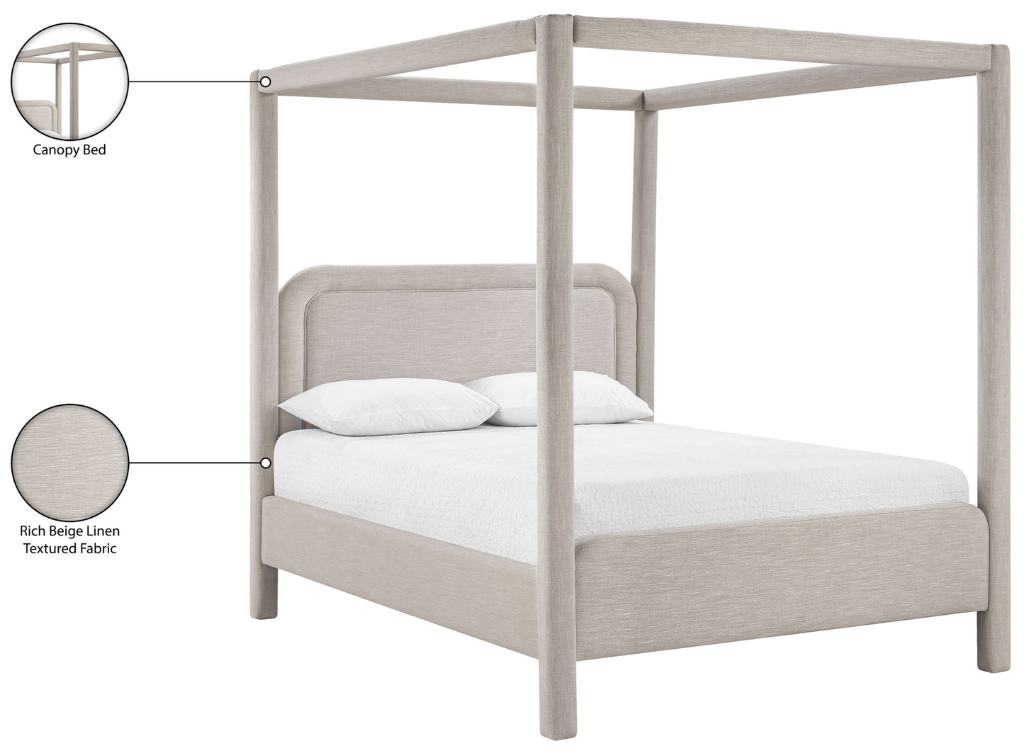 Salina - Linen Textured Fabric Upholstered Bed