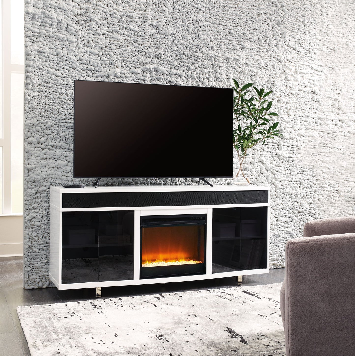 Gardoni - 72" TV Stand With Electric Fireplace - White / Black