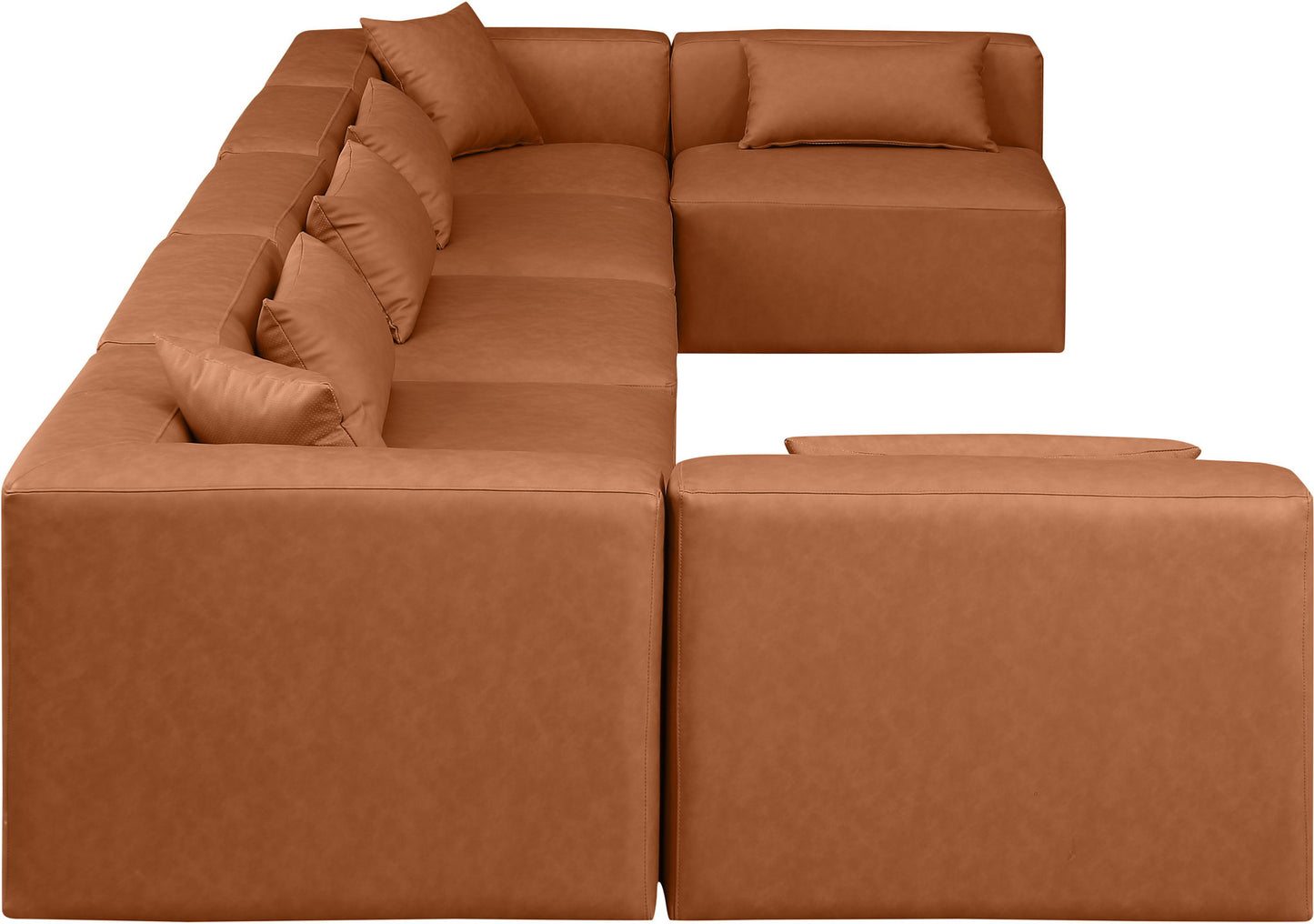 Cube - 7 Piece Modular U-Shaped Sectional - Cognac