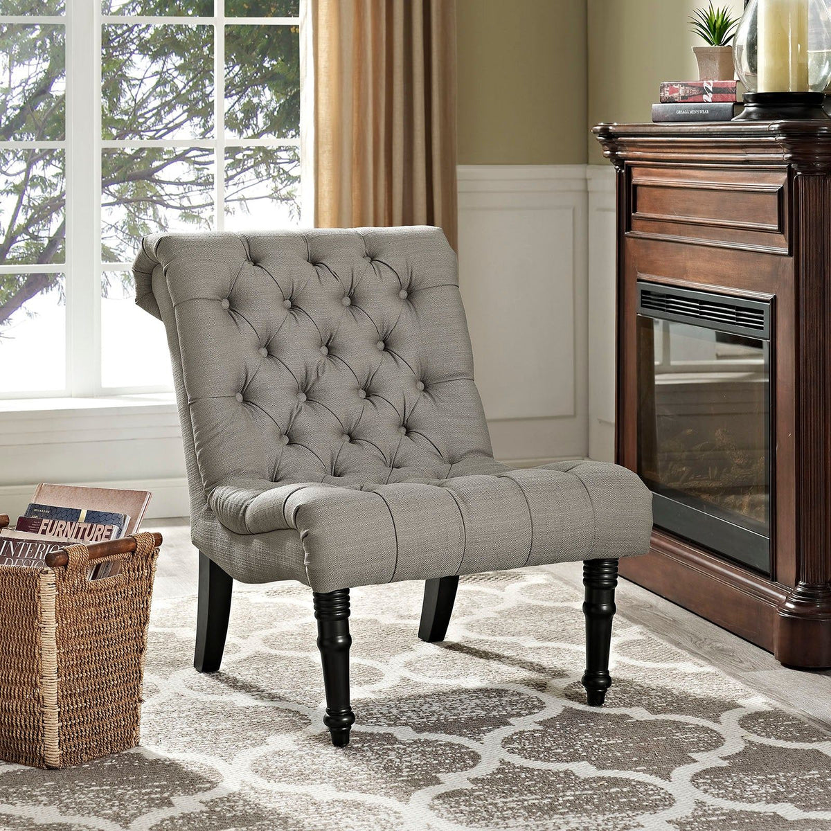 Navigate Upholstered Fabric Lounge Chair - Granite
