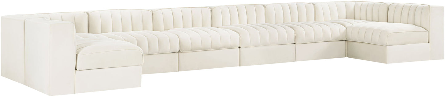 Rummi - Velvet Performance Fabric Upholstered 8 Piece Modular Sectional (With 2 Corner Chairs)