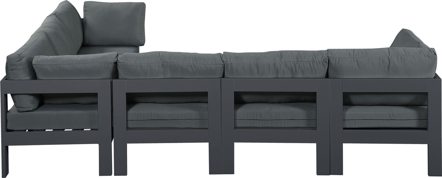 Nizuc - Outdoor Patio 6 Piece Modular Sectional With Gray Frame