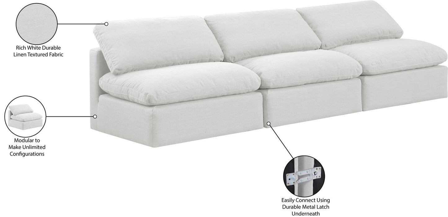 Indulge - Linen 3 Piece Modular Armless Sofa - White