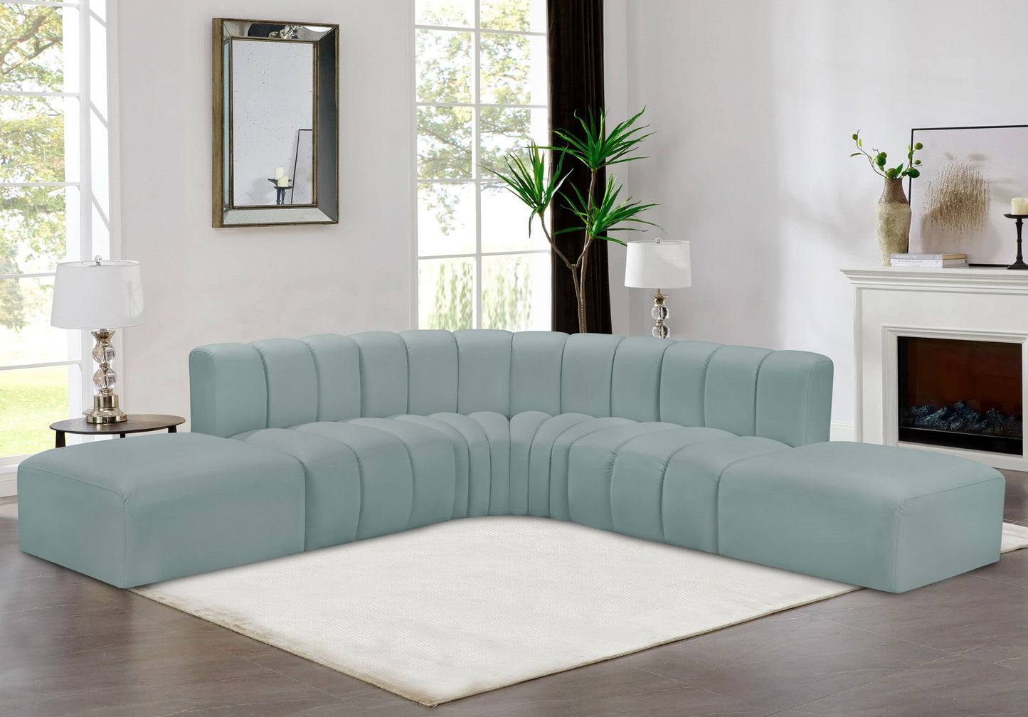 Arc - Faux Leather 6 Piece Corner Modular Sofa