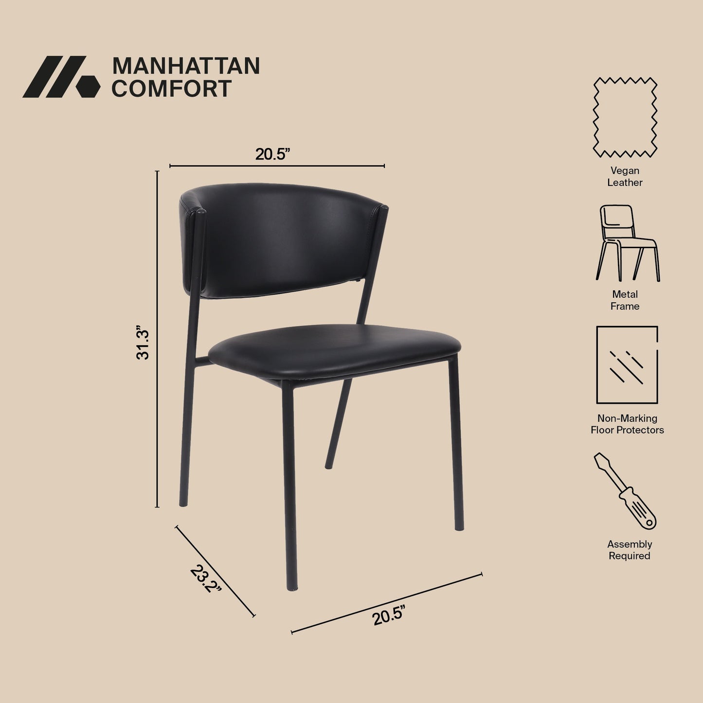 Manhattan Drift - Vegan Leather Metal Side Chair (Set of 4)