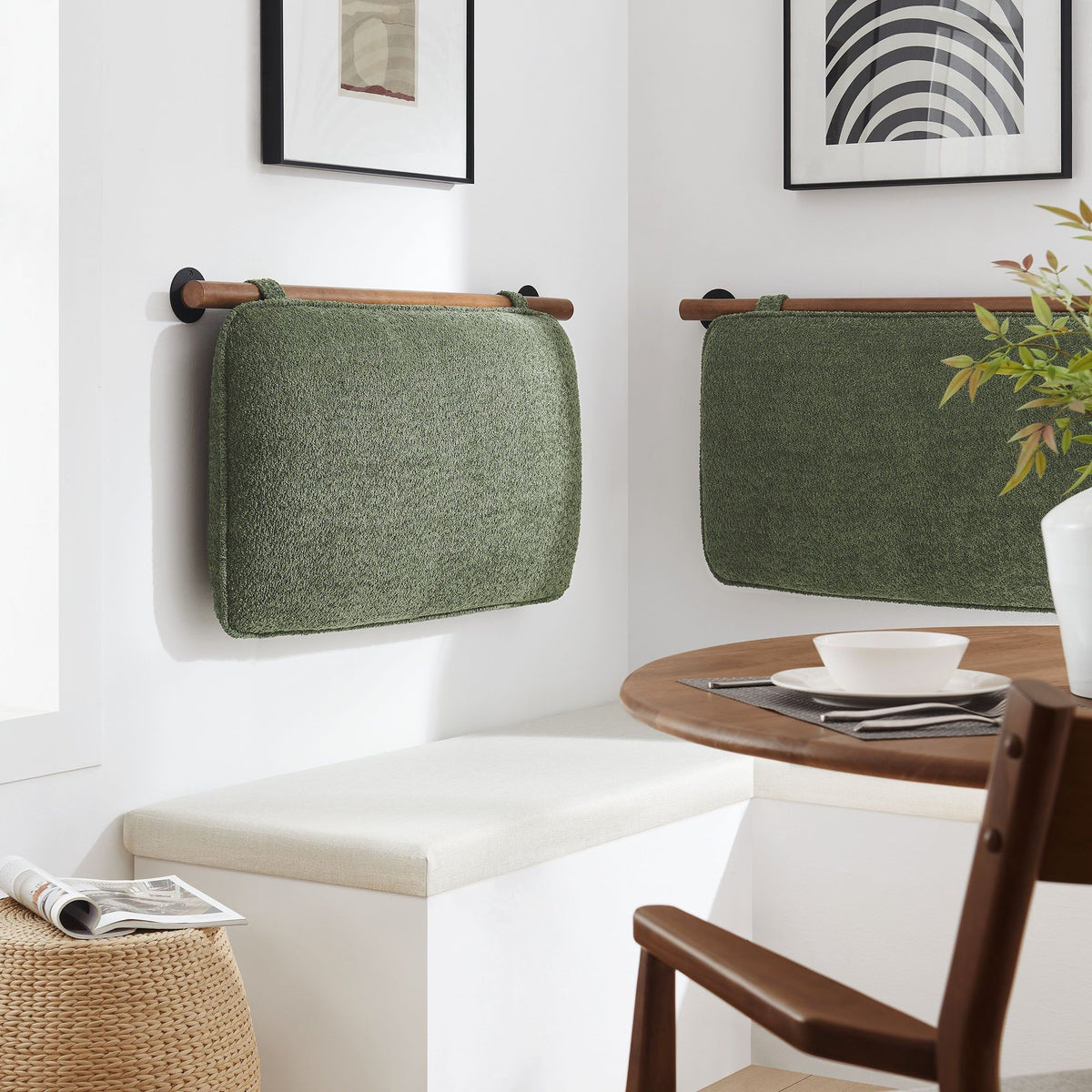 Anela Wall-Mounted Upholstered Headboard - Twin, Sage Walnut