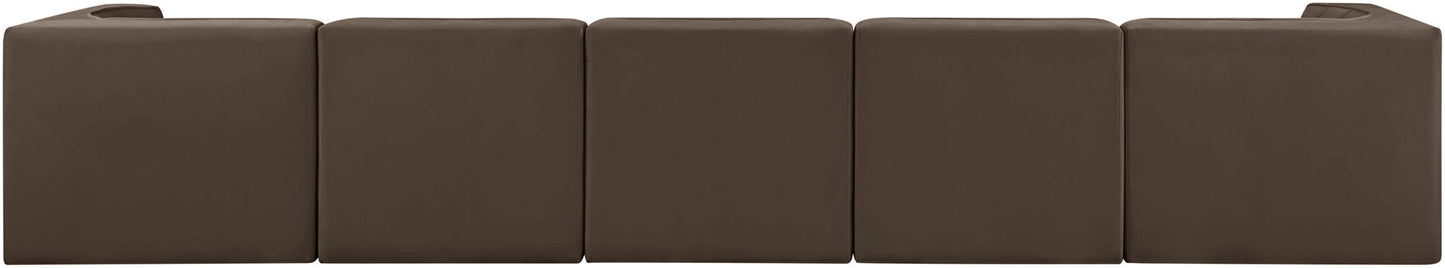 Rummi - Velvet Performance Fabric Upholstered 5 Piece Modular Sofa