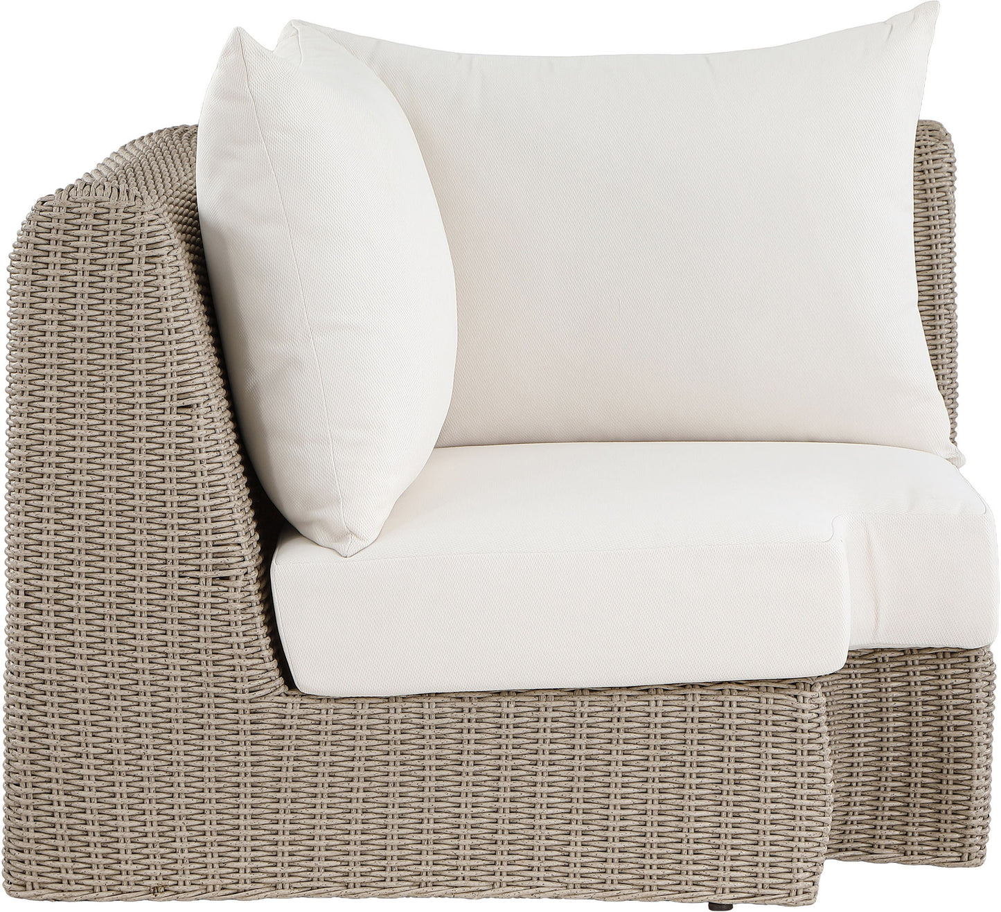 Seacrest - Olefin Water Resistant Fabric And Wicker Outdoor Patio Corner Chair