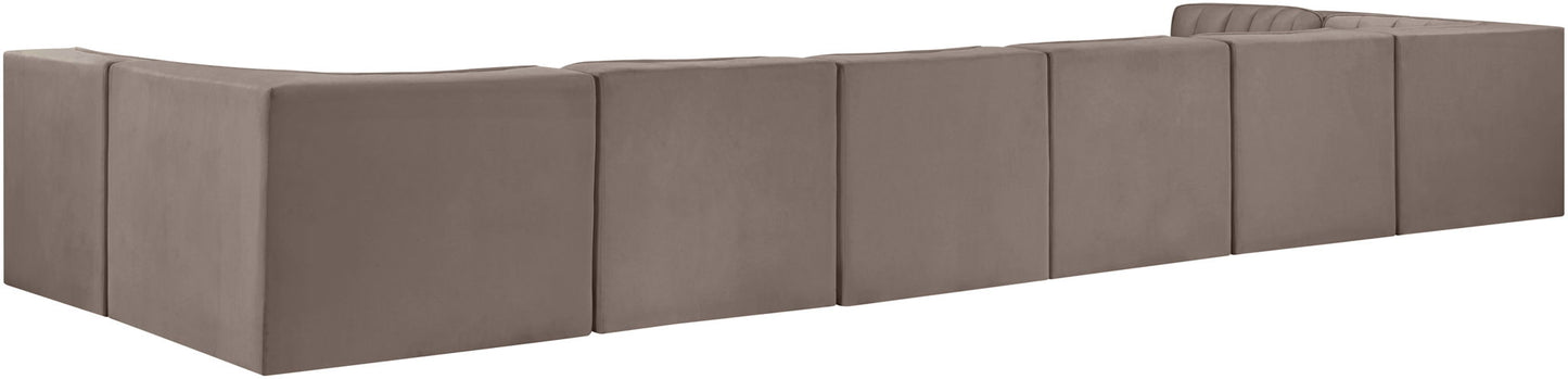 Rummi - Velvet Performance Fabric Upholstered 8 Piece Modular Sectional (With 2 Corner Chairs)